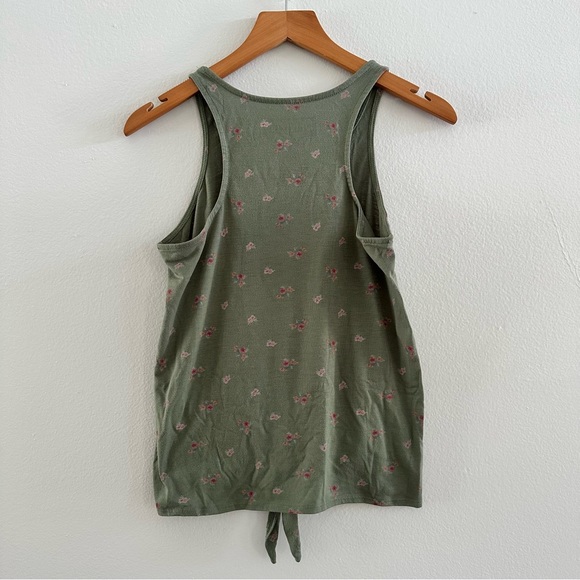 Denizen by Levi’s Floral Tie Front Tank Top Small Green Darling Print - Picture 2 of 5